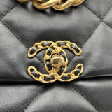 シャネル CHANEL CHANEL19 ラージバッグ AS1161 ブラック ゴールド/シルバー金具 シャイニーラムスキン レディース ショルダーバッグ