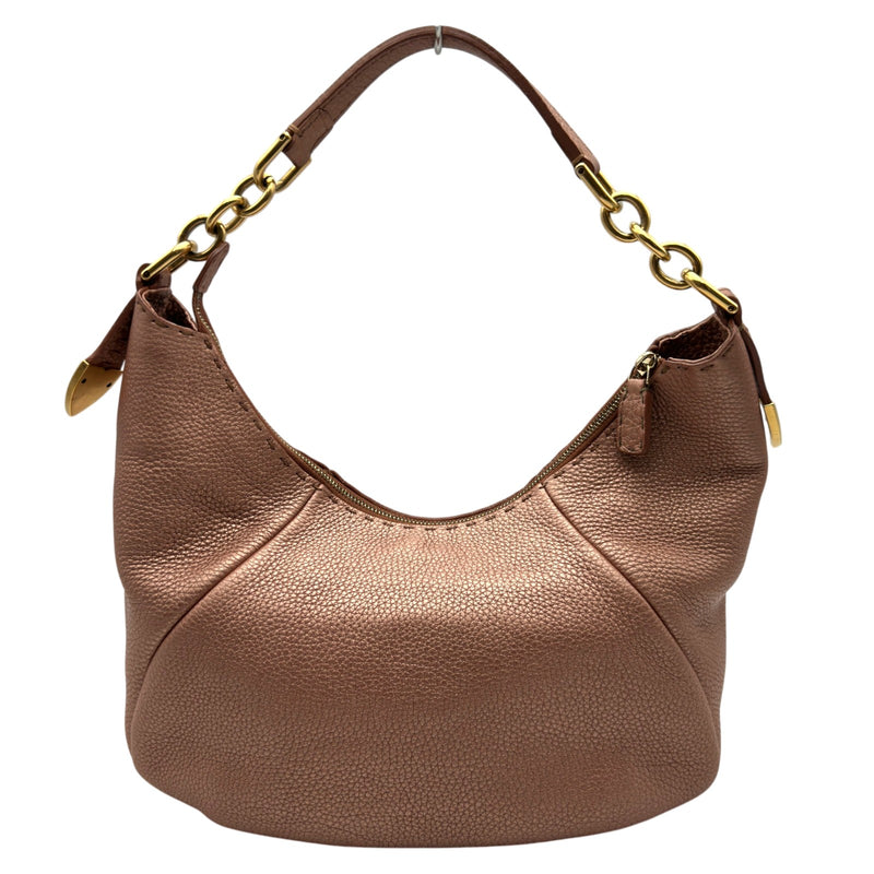 FENDI フェンディ　セレリア　レザー　ハンドバッグ ゴールド金具付き フェンディ FENDI セレリア ワンショルダーバッグ 8BR618 メタリック