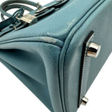 エルメス HERMES バーキン25 □M刻 ブルージーン シルバー金具 エプソン レディース ハンドバッグ