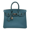 エルメス HERMES バーキン25 □M刻 ブルージーン シルバー金具 エプソン レディース ハンドバッグ