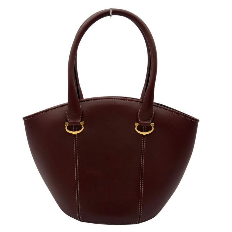 【Cartier】ハンドバッグ　マストライン　ゴールド金具　レザー　ボルドー カルティエ Cartier マストライン ハンドバッグ ボルドー レザー