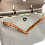 エルメス HERMES エールバッグMM □C刻印 ベージュ/ゴールド シルバー金具 トワル レザー ユニセックス ハンドバッグ ショルダーバッグ