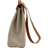 エルメス HERMES エールバッグMM □C刻印 ベージュ/ゴールド シルバー金具 トワル レザー ユニセックス ハンドバッグ ショルダーバッグ