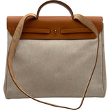 エルメス HERMES エールバッグMM □C刻印 ベージュ/ゴールド シルバー金具 トワル レザー ユニセックス ハンドバッグ ショルダーバッグ