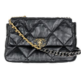 シャネル CHANEL CHANEL19　ラージバッグ AS1161 ブラック×ゴールド金具 シャイニーラムスキン レディース ショルダーバッグ