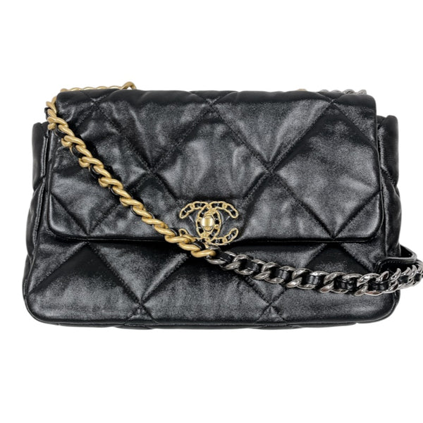 シャネル CHANEL CHANEL19 ラージバッグ AS1161 ブラック×ゴールド金具