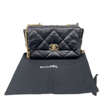 シャネル CHANEL CHANEL19　ラージバッグ AS1161 ブラック×ゴールド金具 シャイニーラムスキン レディース ショルダーバッグ