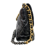 シャネル CHANEL CHANEL19　ラージバッグ AS1161 ブラック×ゴールド金具 シャイニーラムスキン レディース ショルダーバッグ