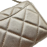 シャネル CHANEL マトラッセ コンパクトチェーンウォレット AP0238 31番台 ゴールド ラムスキン レディース ショルダーバッグ