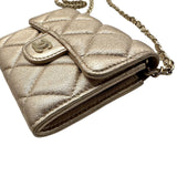 シャネル CHANEL マトラッセ コンパクトチェーンウォレット AP0238 31番台 ゴールド ラムスキン レディース ショルダーバッグ