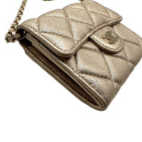 シャネル CHANEL マトラッセ コンパクトチェーンウォレット AP0238 31番台 ゴールド ラムスキン レディース ショルダーバッグ
