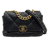 シャネル CHANEL CHANEL19 バッグ AS1160 31番台 ブラック ゴールド/シルバー金具 シャイニーラムスキン レディース ショルダーバッグ