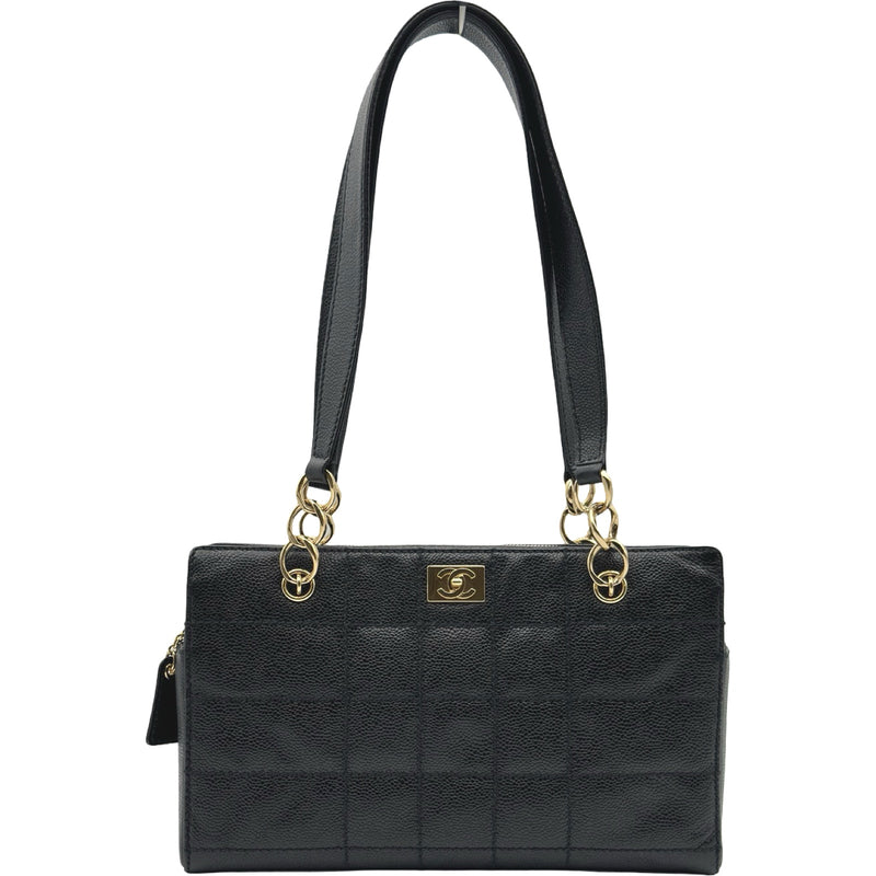 極美品♡CHANEL キャビアスキン　チョコバー　トートバッグ　マトラッセ シャネル CHANEL チョコバー トートバッグ 7番台 ブラック ゴールド
