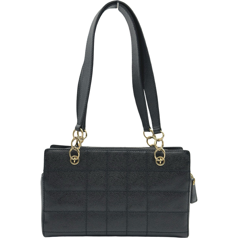 シャネル CHANEL チョコバー トートバッグ 7番台 ブラック ゴールド
