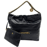 シャネル CHANEL CHANEL22 スモールバッグ AS3260 ブラック ゴールド金具 シャイニーカーフスキン レディース ハンドバッグ