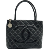 シャネル CHANEL 復刻トート A01804 6番台 ブラック シルバー金具 キャビアスキン レディース ハンドバッグ