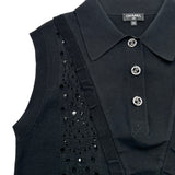 シャネル CHANEL ココマークボタン ノースリーブニットシャツ P63059 ブラック コットン レディース その他トップス
