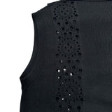 シャネル CHANEL ココマークボタン ノースリーブニットシャツ P63059 ブラック コットン レディース その他トップス