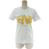 フェンディ FENDI ロゴメッシュ半袖Tシャツ FS7254 ホワイト コットン レディース 半袖Ｔシャツ