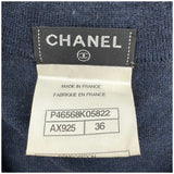シャネル CHANEL ココマークワッペン半袖ニットワンピース P46568 ネイビー ウール レディース ワンピース