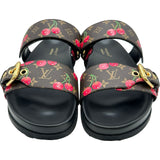 ルイ・ヴィトン LOUIS VUITTON ×村上隆 ボンディアラインチェリーサンダル MA0235 ブラック レザー レディース サンダル