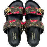 ルイ・ヴィトン LOUIS VUITTON ×村上隆 ボンディアラインチェリーサンダル MA0235 ブラック レザー レディース サンダル