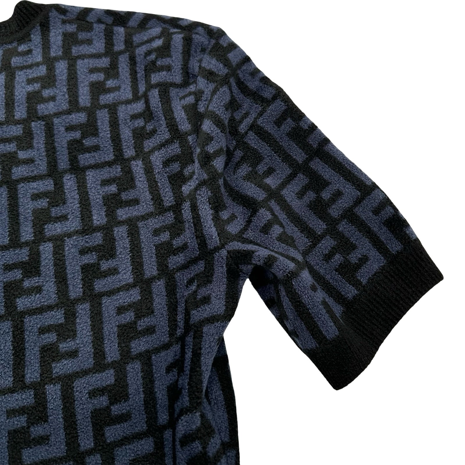 フェンディ FENDI FF総柄半袖ニットワンピース FZDA61 ネイビー