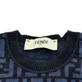 フェンディ FENDI FF総柄半袖ニットワンピース FZDA61 ネイビー レーヨン レディース ワンピース