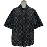 ルイ・ヴィトン LOUIS VUITTON モノグラム総柄デニム半袖シャツ HPS73W ブラック デニム メンズ 半袖シャツ