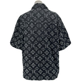 ルイ・ヴィトン LOUIS VUITTON モノグラム総柄デニム半袖シャツ HPS73W ブラック デニム メンズ 半袖シャツ