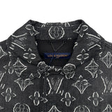 ルイ・ヴィトン LOUIS VUITTON モノグラム総柄デニム半袖シャツ HPS73W ブラック デニム メンズ 半袖シャツ