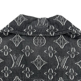 ルイ・ヴィトン LOUIS VUITTON モノグラム総柄デニム半袖シャツ HPS73W ブラック デニム メンズ 半袖シャツ
