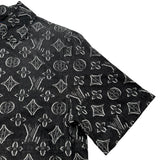 ルイ・ヴィトン LOUIS VUITTON モノグラム総柄デニム半袖シャツ HPS73W ブラック デニム メンズ 半袖シャツ