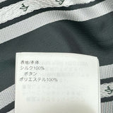ルイ・ヴィトン LOUIS VUITTON ロゴ刺繍ストライプシルク長袖シャツ HSS15W グリーン シルク メンズ 長袖シャツ