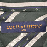 ルイ・ヴィトン LOUIS VUITTON ロゴ刺繍ストライプシルク長袖シャツ HSS15W グリーン シルク メンズ 長袖シャツ