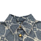 ルイ・ヴィトン LOUIS VUITTON モノグラム総柄デニム半袖シャツ HRS24W ブルー デニム メンズ 半袖シャツ