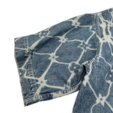 ルイ・ヴィトン LOUIS VUITTON モノグラム総柄デニム半袖シャツ HRS24W ブルー デニム メンズ 半袖シャツ