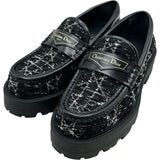 クリスチャン・ディオール Christian Dior Dior Boyプラットフォームローファー KDB985TMC ブラック ツイード レディース ローファー