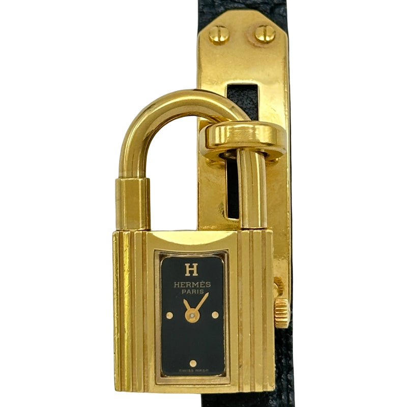 エルメス HERMES ケリーウォッチ KE1.201 ブラック メッキ クオーツ エルメス HERMES ケリーウォッチ KE1.201 ブラック メッキ クオーツ