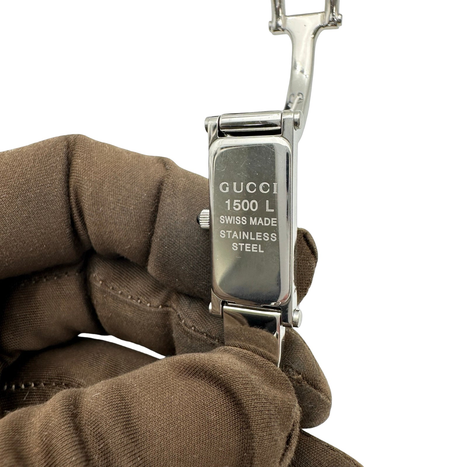 グッチ GUCCI バングルウォッチ 1500L ピンクシェル ステンレス