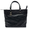 シャネル CHANEL パリビアリッツトートMM A34209 14番台 ブラック シルバー金具 コーティングキャンバス レディース トートバッグ