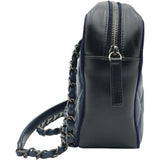 シャネル CHANEL バレリーナ カメラバッグ A93015 21番台 ネイビー/ブラック シルバー金具 カーフ レディース ショルダーバッグ