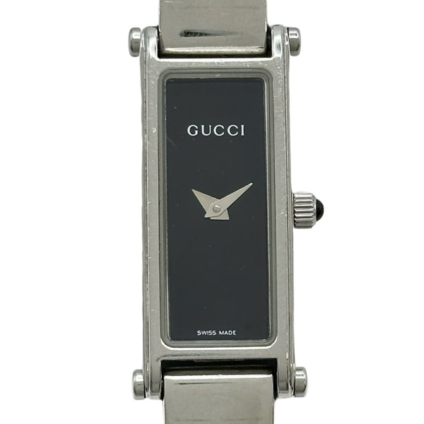 稼動品　GUCCI グッチ　2400L ステンレスバングル　レディース　腕時計 グッチ GUCCI バングルウォッチ ブラック ステンレススチール クオーツ