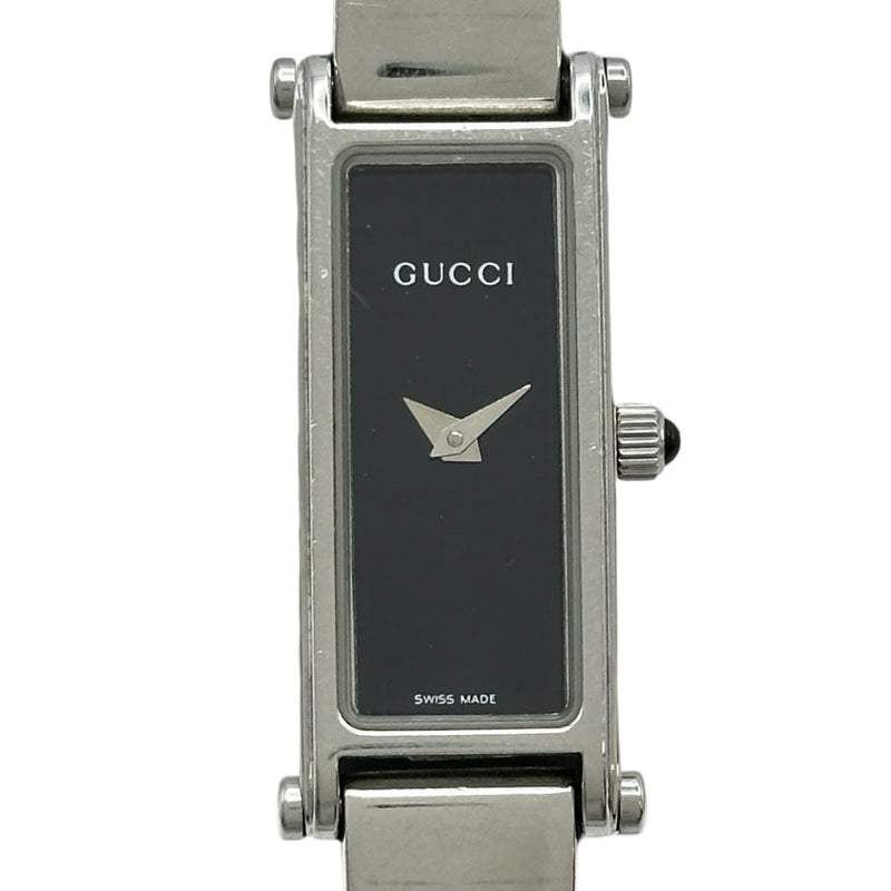 【GUCCI】グッチ バングルウォッチ ブラック文字盤 シルバー レディース グッチ GUCCI バングルウォッチ ブラック ステンレススチール クオーツ