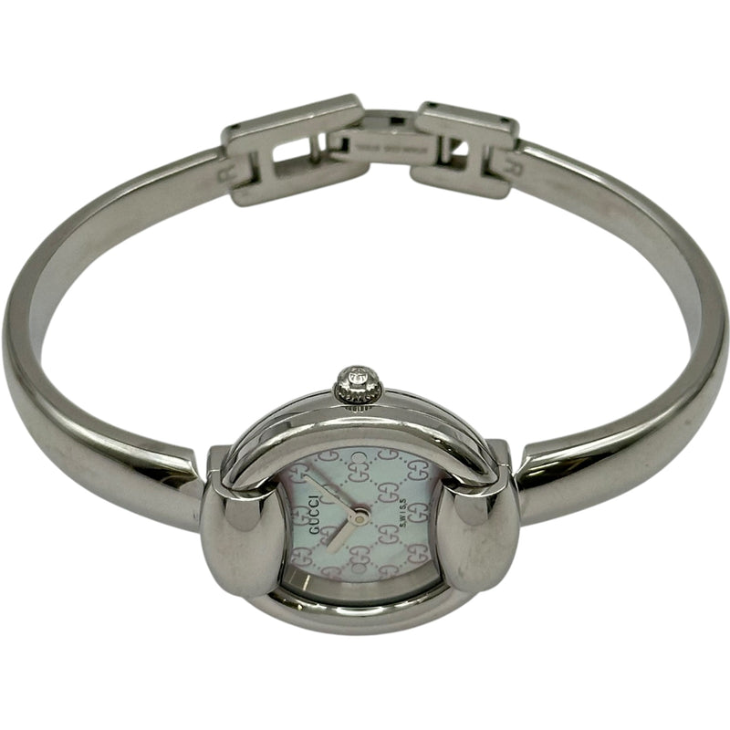 グッチ GUCCI バングルウォッチ 1400L ピンクシェル ステンレス