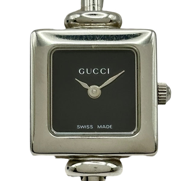 超美品グッチ GUCCI 1900 スクエア バングルウォッチ 腕時計 グッチ GUCCI バングルウォッチ スクエア 1900L ブラック ステンレス