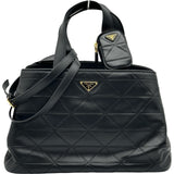 プラダ PRADA キルティングレザートート 1BG547 ブラック レザー レディース トートバッグ