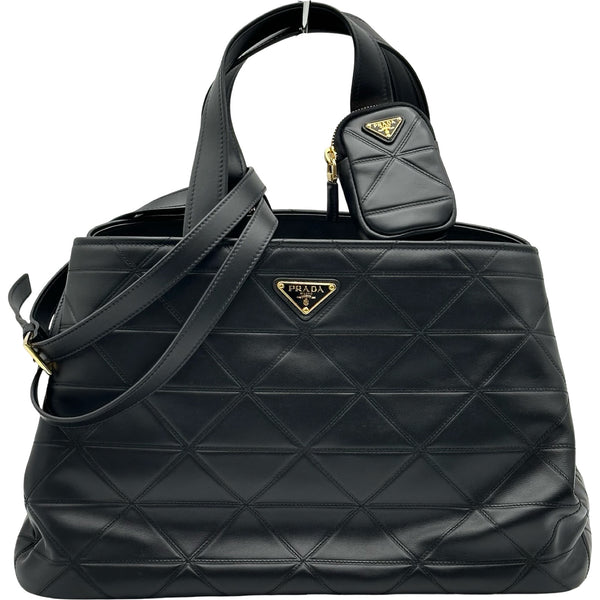 プラダ PRADA キルティングレザートート 1BG547 ブラック レザー