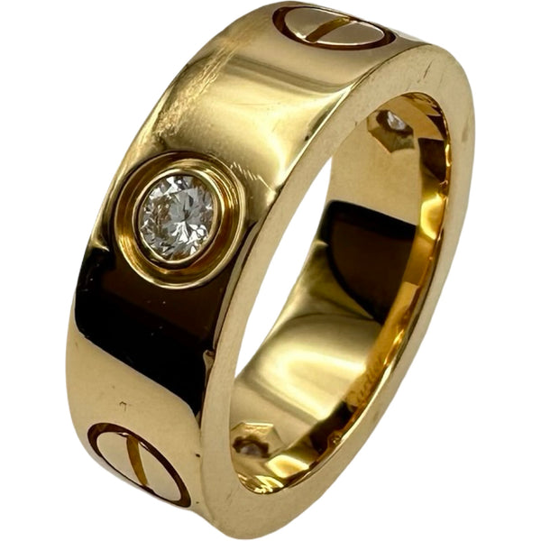 希少 手彫りロゴ カルティエ ラブリング イエローゴールド 3P ダイヤ カルティエ Cartier ラブリング ハーフダイヤ3PD ゴールド 750