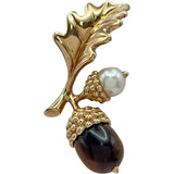 ミキモト MIKIMOTO ドングリブローチ ゴールド K18 パール タイガーアイ ジュエリー